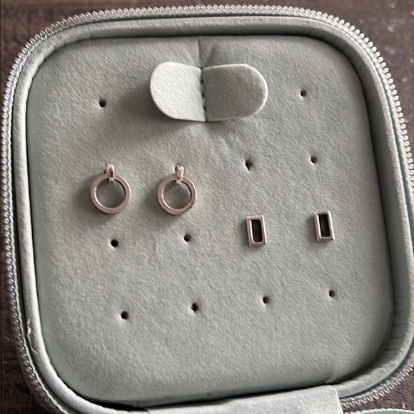 Sterling Silver Small Geometric Shape Stud and Dangle earring bundle lot - Picture 2 of 5